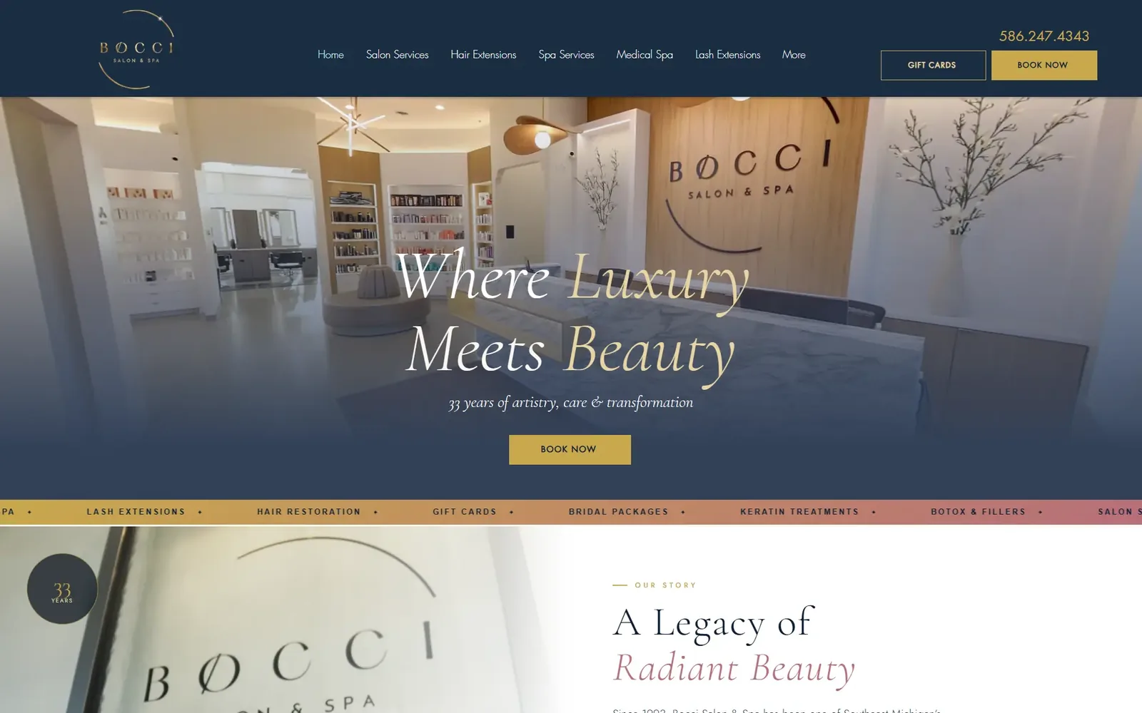 Bocci Salon & Spa website design