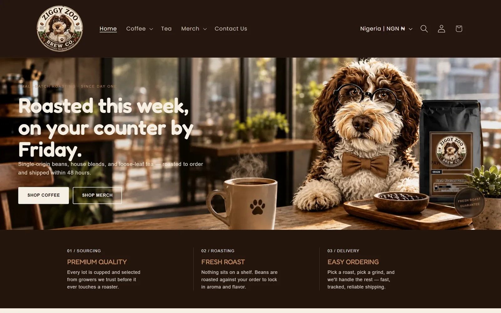 Ziggy Zoo Brew Co website design