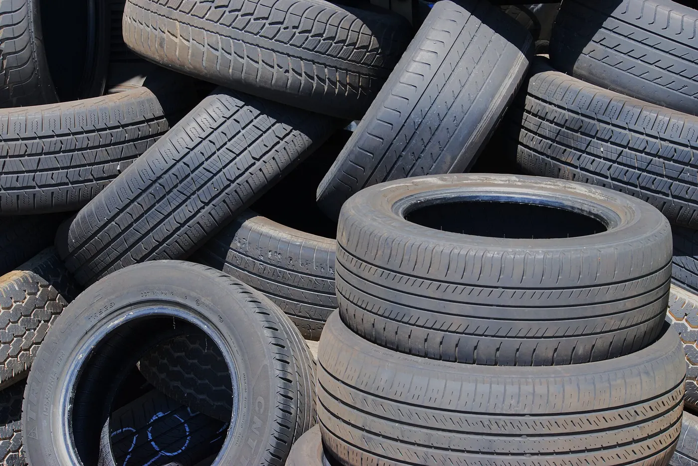 Stacks of car tyres