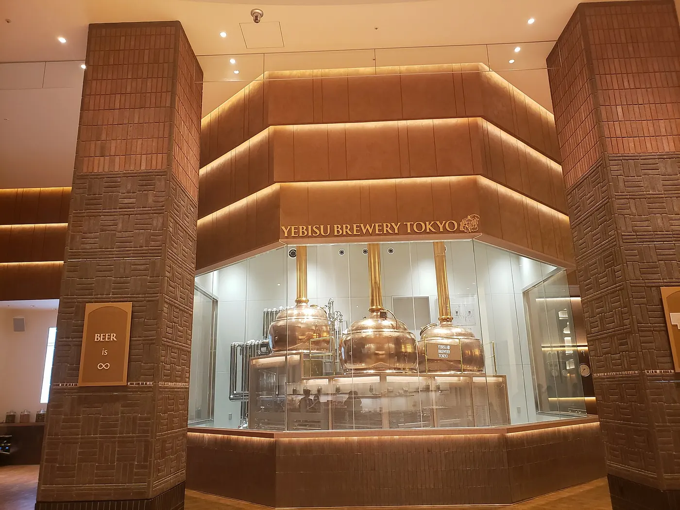Copper brewing kettles in a brewhouse