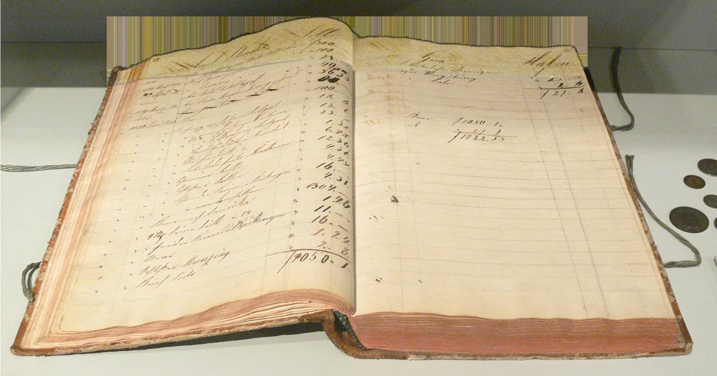 An open handwritten ledger