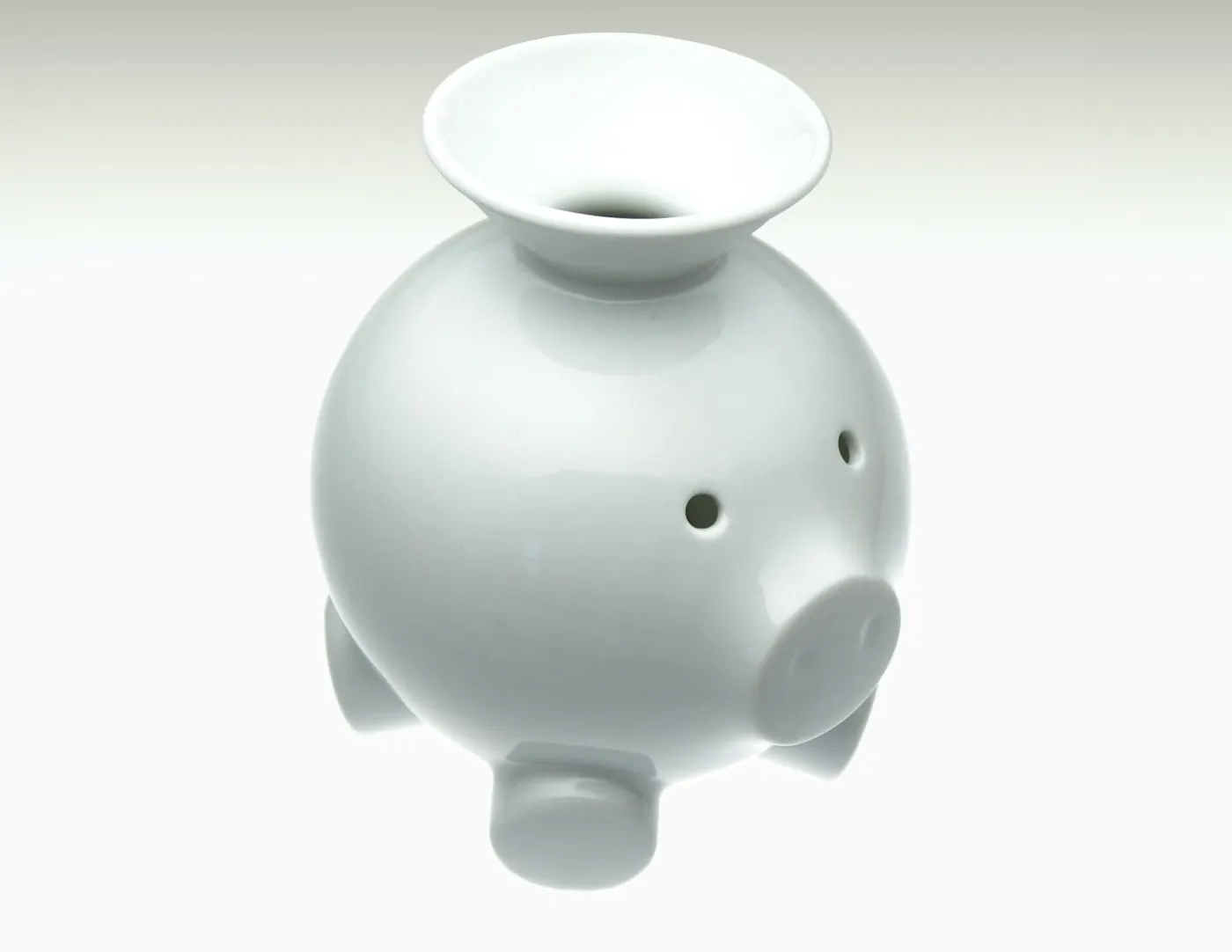 A white piggy bank