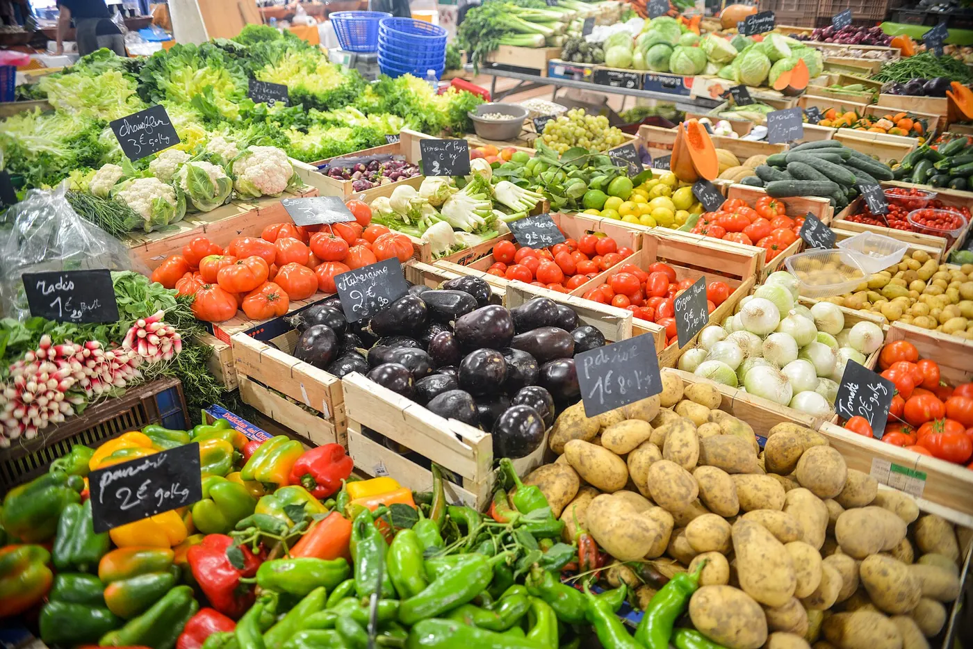 Fresh vegetables at a market stall