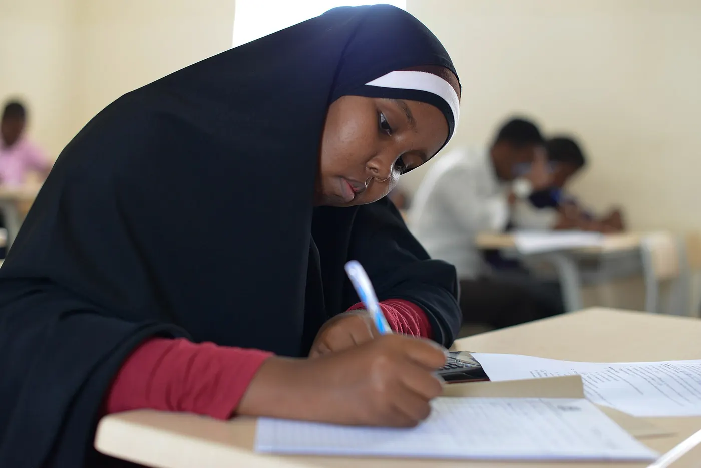 A student writing during an exam